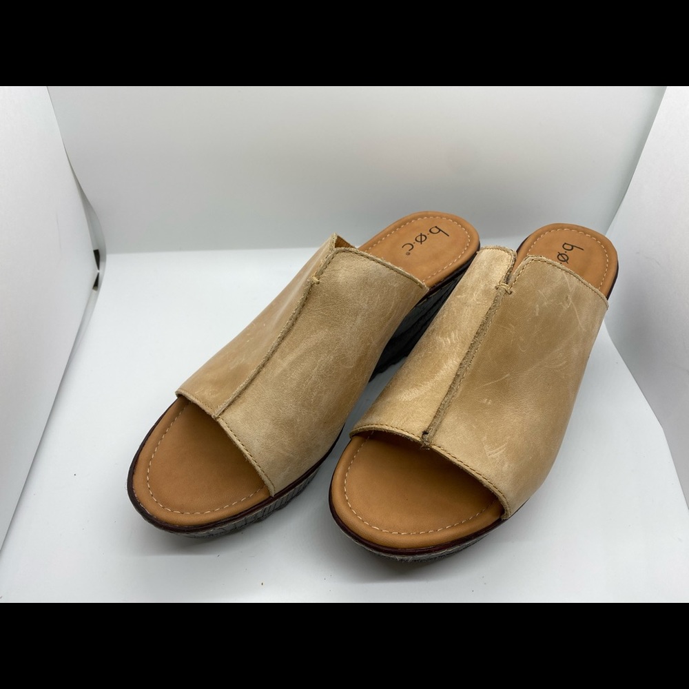BOC Born Concept Brown Leather Wedges Slip On Shoes 10M